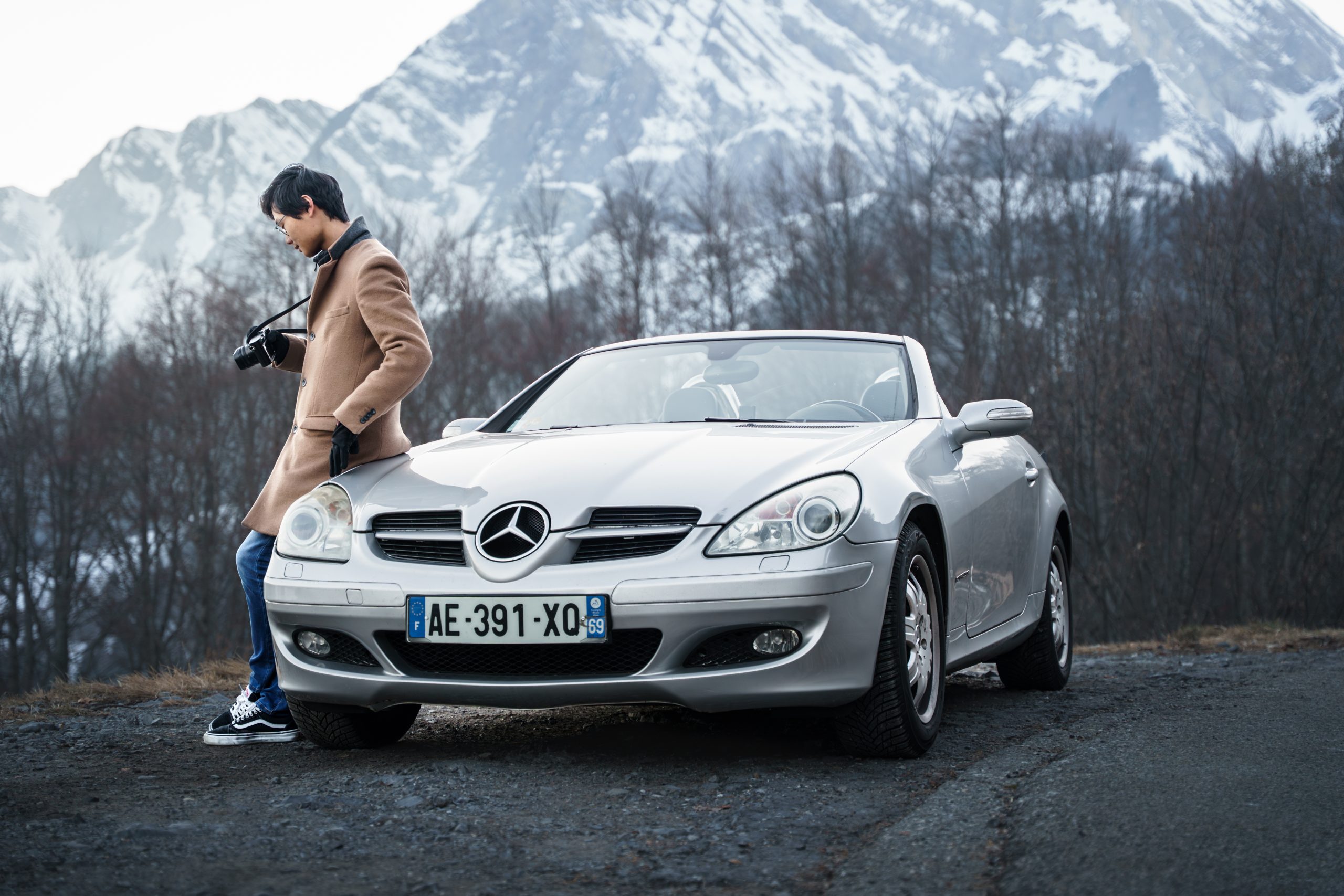 Photographe Timbourgeois Mercedes SLK200 Montagne Col Des Aravis Rhone Alpes Scaled